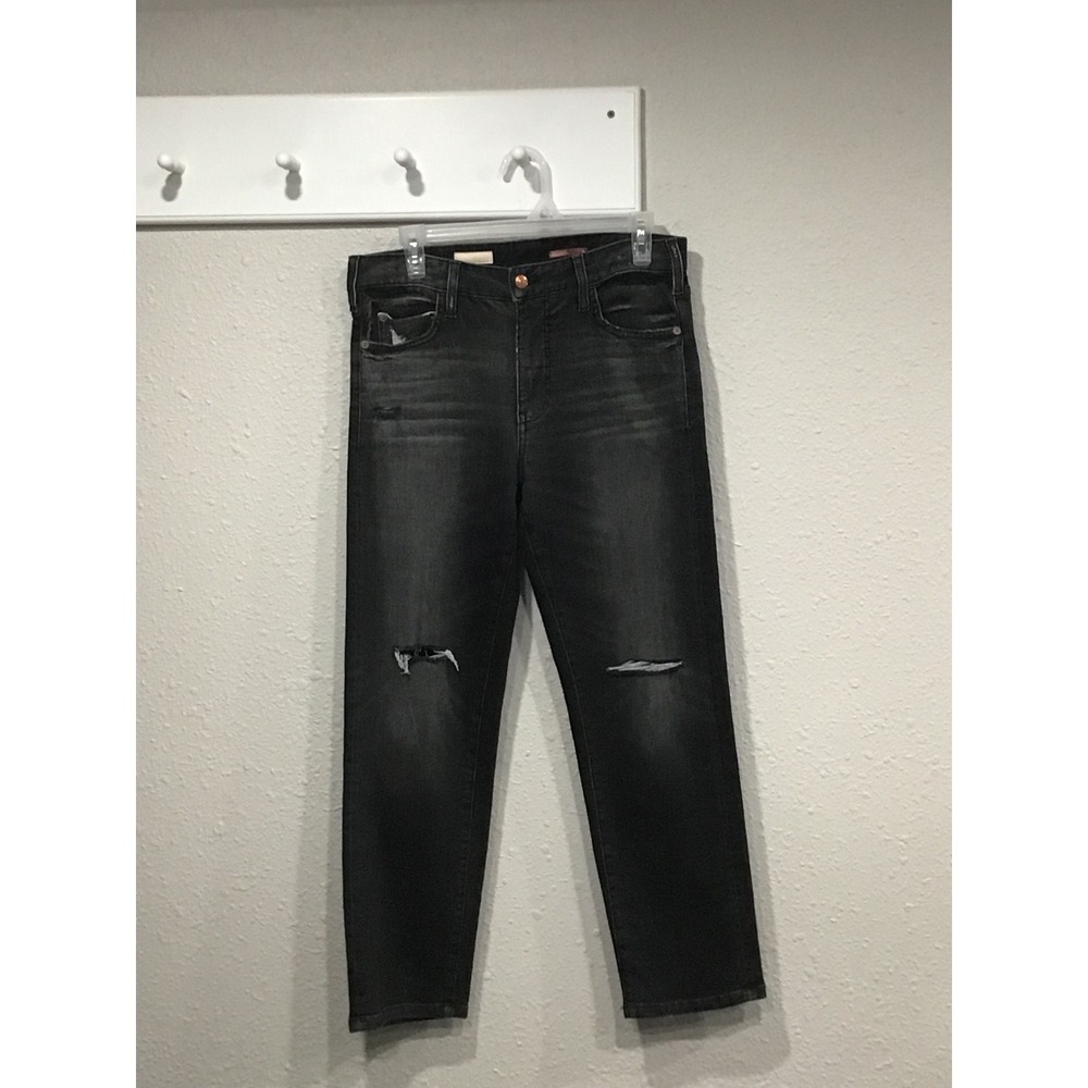 Pilcro Anthropologie Borrowed Boyfriend Jeans Black Distressed Ripped Size 26 - Picture 2 of 10